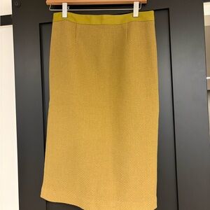 Boden Women's Yellow Lined Wool Textured Skirt - 6 Long